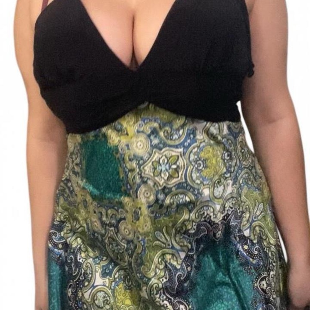 Black and Green Paisley Dress